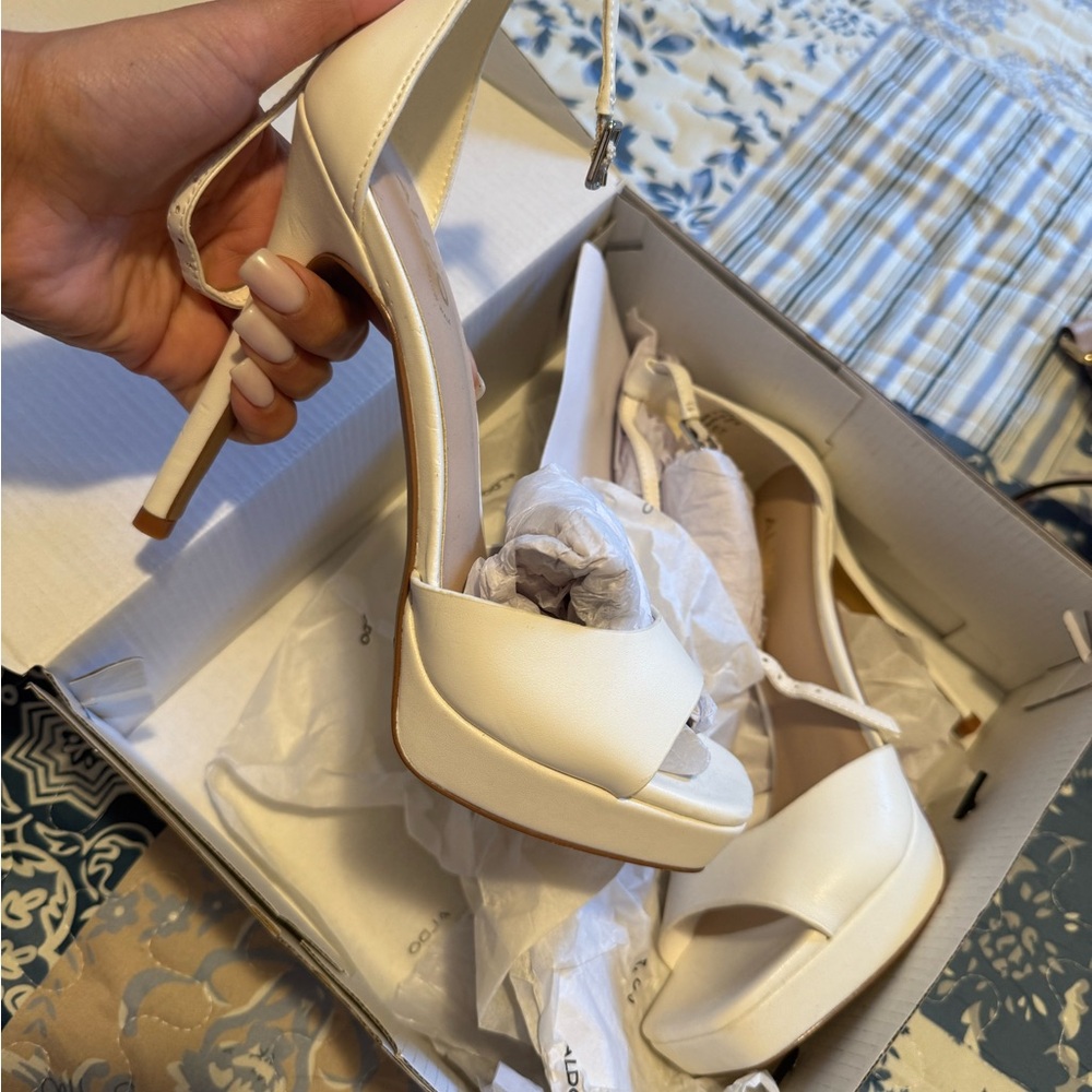 Aldo White Platform Heels